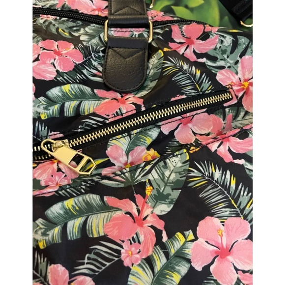 MADDEN Girl Floral Tropical Hibiscus Nylon Weekender Bag, EUC - Picture 4 of 12